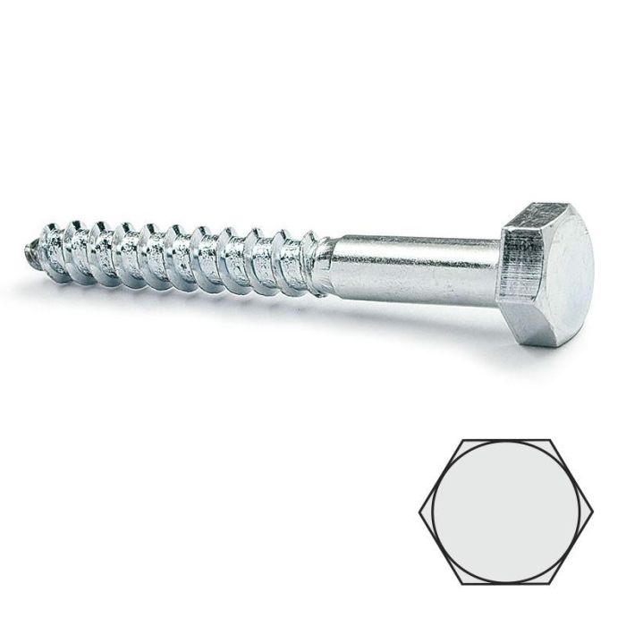 UCAFIX Tirafondo Cabeza Hexagonal DIN 571 Zincado, 7mm Diámetro x 70mm Largo - Pack de 100 Unidades UCAFIX Tirafondo Cabeza Hexagonal DIN 571 Zincado, 7mm Diámetro x 70mm Largo - Pack de 100 Unidades