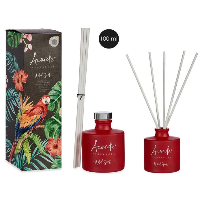 Mikado 100 ml con varillas frutos rojos - Acorde, vidrio, 7.5x24x7.5 cm (6 Unidades) Mikado 100 ml con varillas frutos rojos - Acorde, vidrio, 7.5x24x7.5 cm (6 Unidades)
