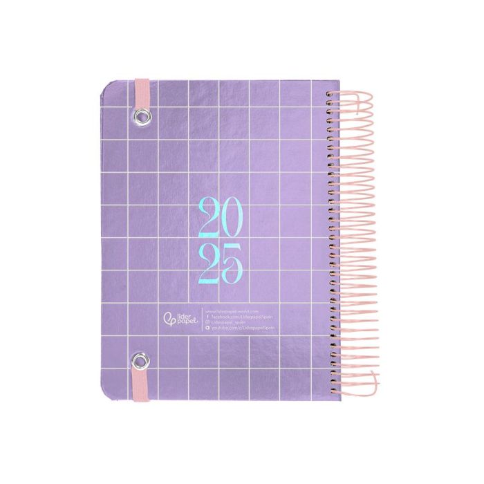 Agenda Espiral Liderpapel Kymolos A5 2025 Dia Pagina Malva Papel 70 gr 2