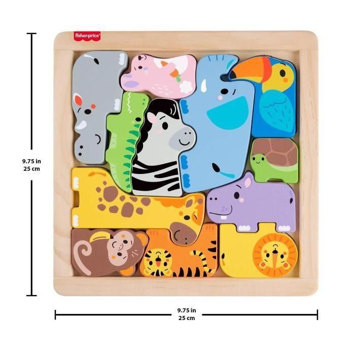 Fisher-Price - Rompecabezas de animales de madera - Clasificación de formas con 13 piezas - Fisher-Price - JFG10 3 Fisher-Price - Rompecabezas de animales de madera - Clasificación de formas con 13 piezas - Fisher-Price - JFG10 3