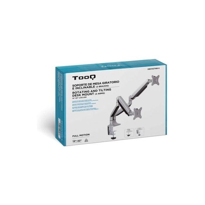 TooQ DB3132TNR-S Soporte de Mesa para 2 Monitores 13"-32" hasta 9kg por Brazo, Giratorio, Inclinable, Altura Ajustable 4 TooQ DB3132TNR-S Soporte de Mesa para 2 Monitores 13"-32" hasta 9kg por Brazo, Giratorio, Inclinable, Altura Ajustable 4