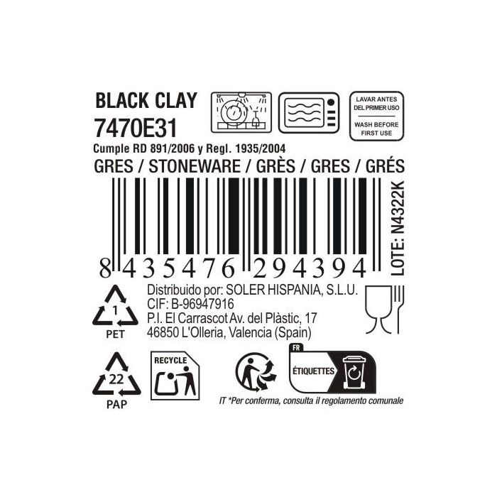 La Mediterranea Mug 230 ml "Black Clay" Md (36 Unidades)