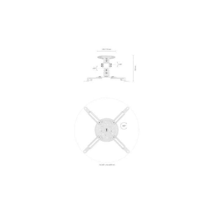 Aisens Soporte de Techo Universal Giratorio Inclinable para Proyector Blanco