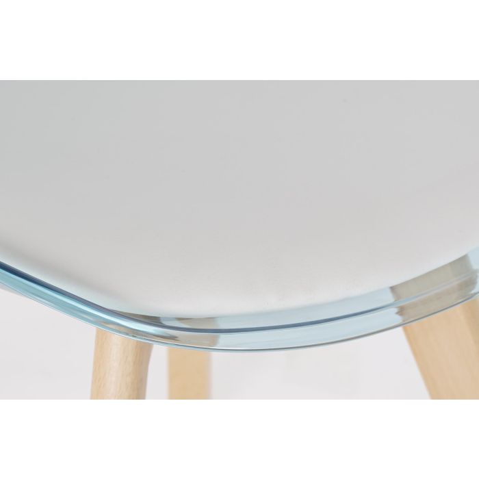 DKD Home Decor Silla de Comedor Urban de Abedul y PVC Azul Blanco, 54x47x81 cm, Altura Asiento 43 cm, Desmontable (4 Unidades) 4