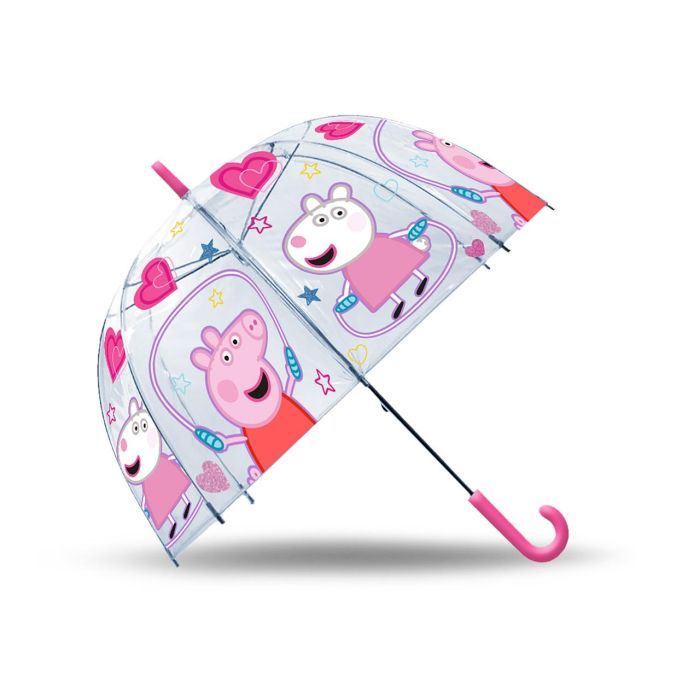 Kids Licensing Pp09051 Paraguas Infantil Automático Transparente 46cm Diámetro Peppa Pig con Mango Gancho Kids Licensing Pp09051 Paraguas Infantil Automático Transparente 46cm Diámetro Peppa Pig con Mango Gancho