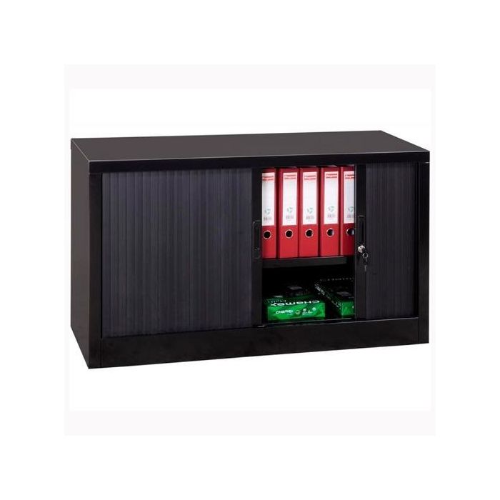 Mobiliario Archivo Armario Metálico Dos Puertas Persiana Correderas 100x45x100 cm Incluye 2 Baldas Antracita