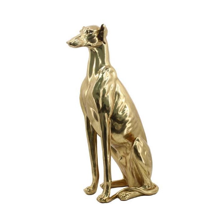 DKD Home Decor Figura Decorativa de Galgo Glam Dorado en Resina - Escultura de 78 cm Alto x 42.5 cm Ancho para Hogar