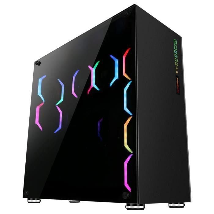 Abkoncore Caja de PC R780 Sync Torre Grande E-ATX ATX Micro ATX Mini-ITX con 8x120mm ARGB Frontal Metálico Vidrio Templado Negro