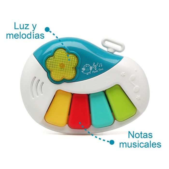 KioKids Piano Musical Infantil con Luces y Melodías - Juguete Educativo para Bebés +6 Meses, Plástico Resistente, Multicolor 3