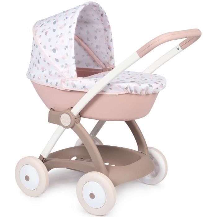 Cochecito de paseo para muñeca Baby Nurse - Smoby - Con capazo y capota de plástico - Rosa y blanco 1