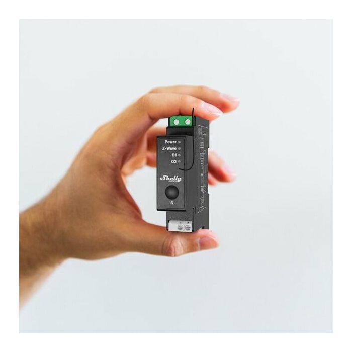 Shelly Wave Pro 2PM Relé Inteligente Z-Wave con Contador de Energía y Montaje en Carril DIN, 25A 2