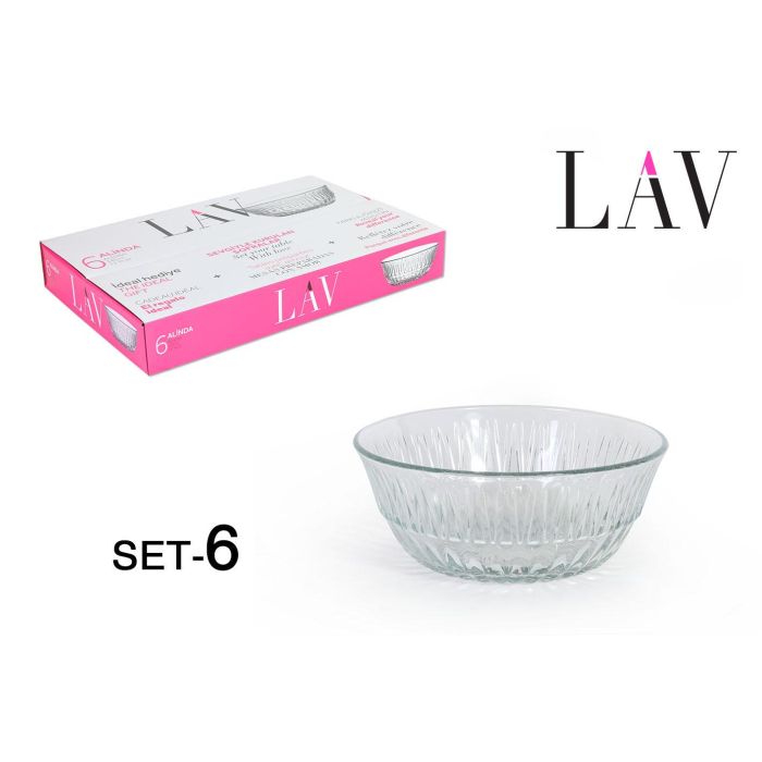 Lav Set de 6 Bols, 12.5 cm de Diámetro, 345 ml de Capacidad, Colección Alinda (8 Cajas)