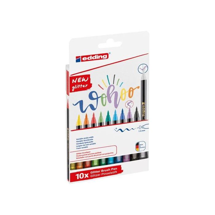 Rotulador Fibra Edding 1340 Brushpen Glitter Surtido Estuche De 10 Rotulador Fibra Edding 1340 Brushpen Glitter Surtido Estuche De 10