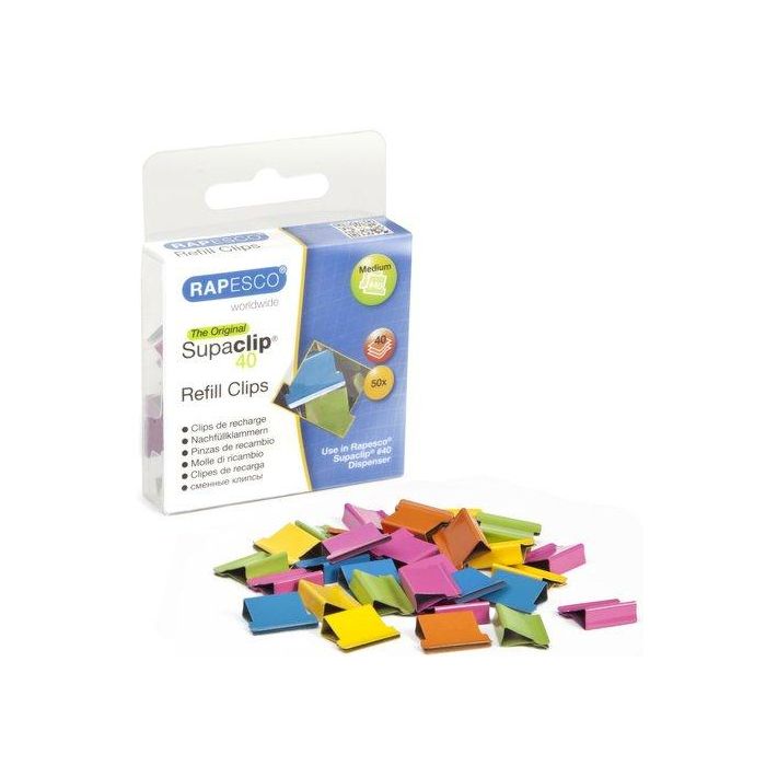 Clips Rapesco Para Supaclip 40 Colores Surtidos Caja De 50
