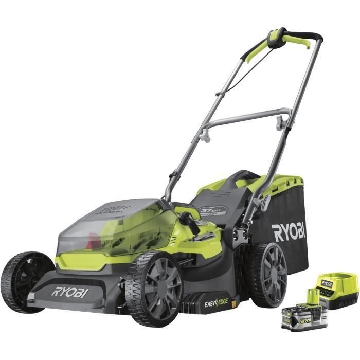 Ryobi RY18LMX37A-150 Cortacésped Inalámbrico sin escobillas 18V LithiumPlus 37cm con Batería 5.0 Ah y Cargador Rápido