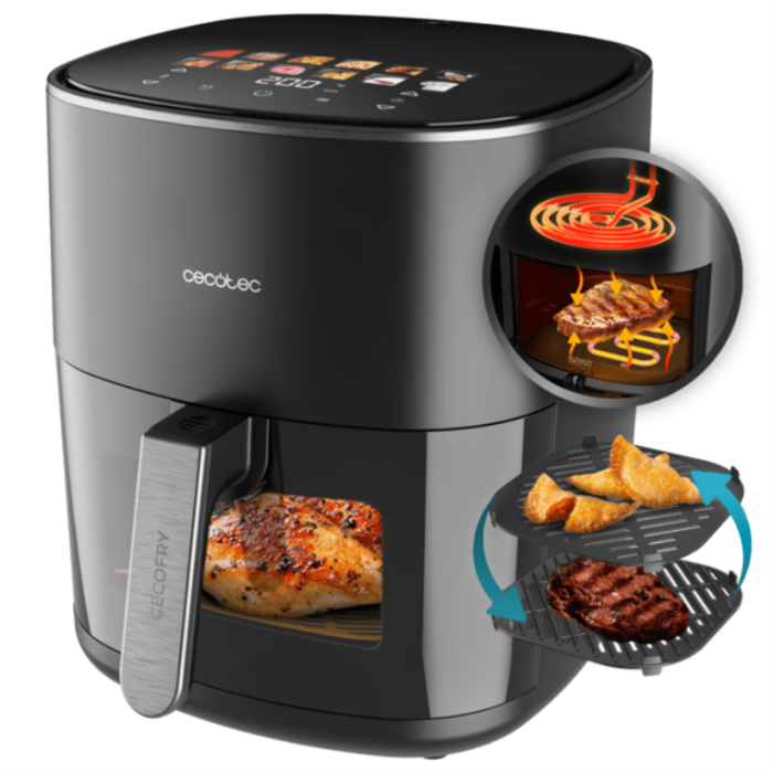 Cecotec Cecofry&Grill Duoheat 6500 Sencillo 6,5 L Independiente 2200 W Freidora de aire caliente Negro Cecotec Cecofry&Grill Duoheat 6500 Sencillo 6,5 L Independiente 2200 W Freidora de aire caliente Negro