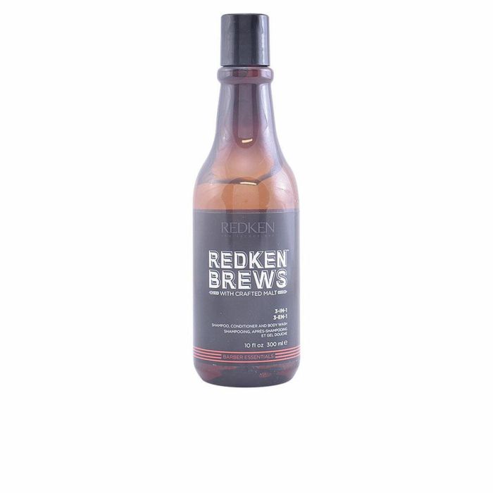 Redken Brews Champú Acondicionador y Gel de Baño 3-en-1 para Hombre 300ml