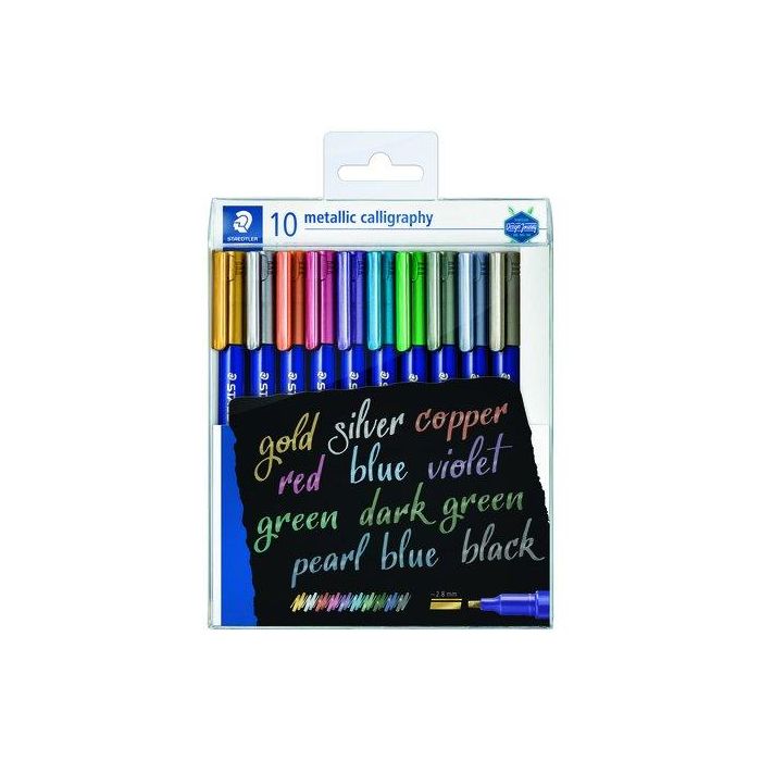 Rotulador Fibra Staedtler Metallic Calligraphy Caligrafia Surtido Estuche De 10