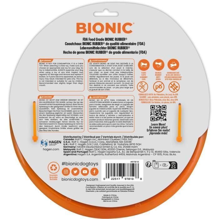 Bionic BIO0022517978108 Juguete para perros Aro para tirar de caucho ultrarresistente, todos los tamaños, sin plomo, BPA ni ftalatos. 3