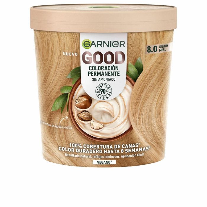 Garnier GOOD coloración permanente #8.0 Rubio Miel. Tinte de Pelo Duradero con Aceite de Oliva, Cubre Canas, 217 ml Garnier GOOD coloración permanente #8.0 Rubio Miel. Tinte de Pelo Duradero con Aceite de Oliva, Cubre Canas, 217 ml