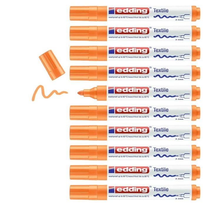 Rotulador permanente Edding 4500 Textil Fluorescente Naranja (10 Unidades) 2 Rotulador permanente Edding 4500 Textil Fluorescente Naranja (10 Unidades) 2