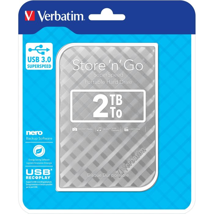 Verbatim Disco Duro Portátil Store 'n' Go USB 3.0 de 2TB, 2.5" (6.3cm) 5400 RPM, Plateado 4 Verbatim Disco Duro Portátil Store 'n' Go USB 3.0 de 2TB, 2.5" (6.3cm) 5400 RPM, Plateado 4