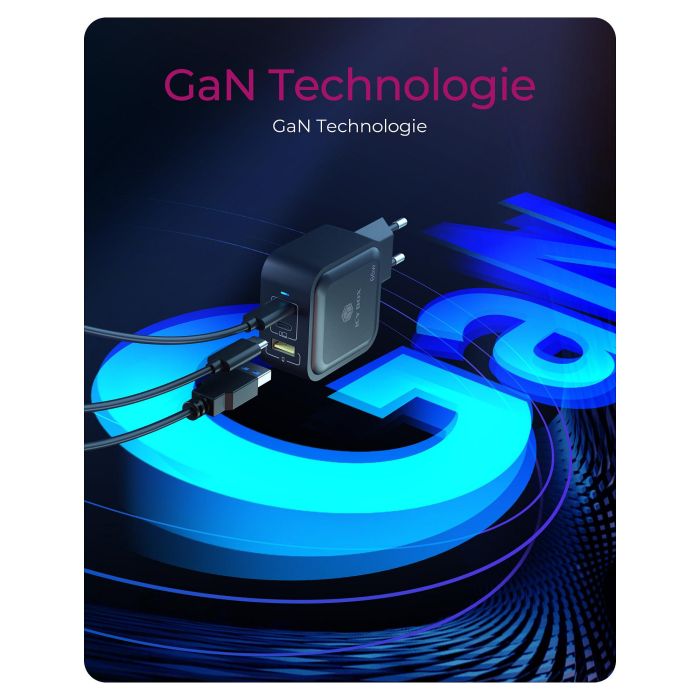 ICY BOX Cargador GaN 65W 3 Puertos PD 3.0 Negro IB-PS1030-PD 2