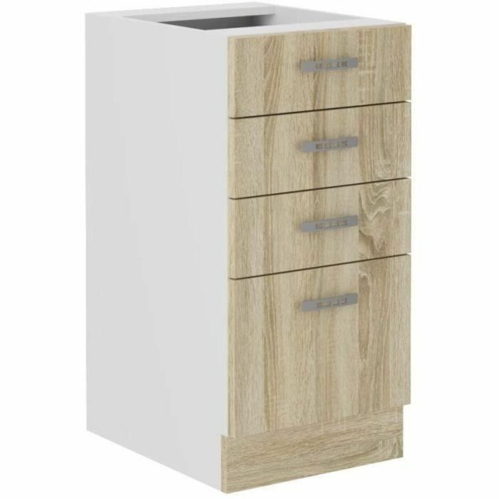 Mueble bajo SARA - 4 cajones - Decoración roble Sonoma - L40xP48xH82 cm - Encimera no incluida - Fabricado en Polonia