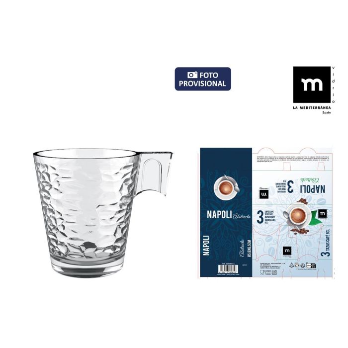 La Mediterranea Set de 3 Tazas de Café 8 Cl Napoli Abstracto (24 Cajas)