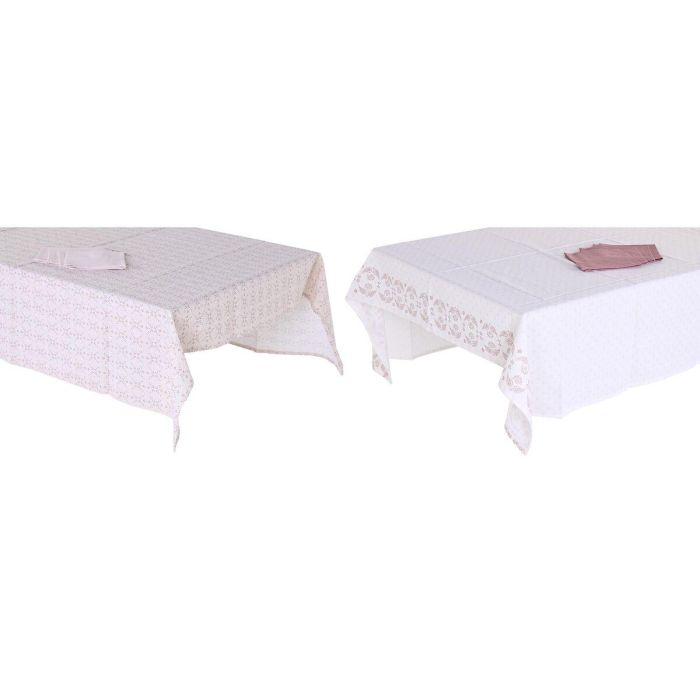 Mantel y servilletas DKD Home Decor 150 x 150 x 0,5 cm Rosa Blanco (2 Unidades) 0 Mantel y servilletas DKD Home Decor 150 x 150 x 0,5 cm Rosa Blanco (2 Unidades) 0