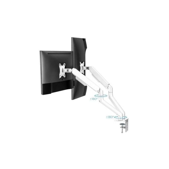 Soporte de Mesa para 2 Monitores TooQ DB4132TNR-W/ Giratorio/ Inclinable/ hasta 9kg 2 Soporte de Mesa para 2 Monitores TooQ DB4132TNR-W/ Giratorio/ Inclinable/ hasta 9kg 2