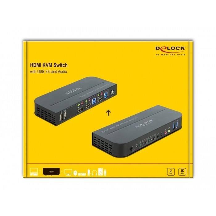 DeLOCK HDMI KVM Switch 4K 60Hz con USB 3.0 y Audio 3