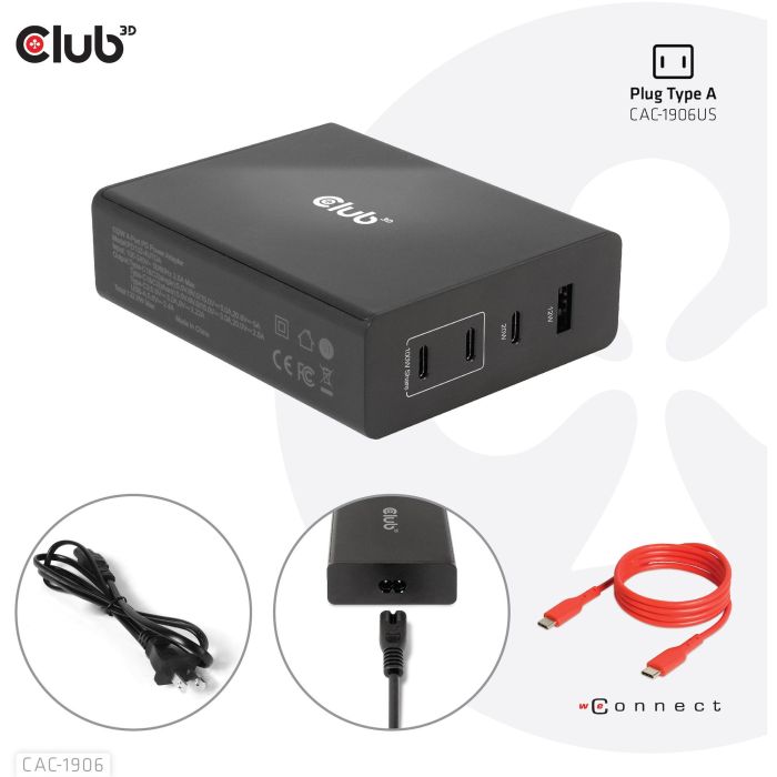 Club3D Ladegerät 3xUSB Typ C. 1xUSB Typ A. PD 132W. GaN retail 11 Club3D Ladegerät 3xUSB Typ C. 1xUSB Typ A. PD 132W. GaN retail 11