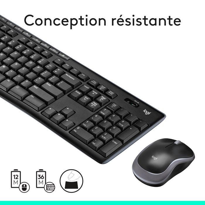 Logitech Teclado y Mouse Inalámbricos Mk270, Alcance 10m, Duración Batería 36/12 Meses, 8 Teclas Acceso Directo 10