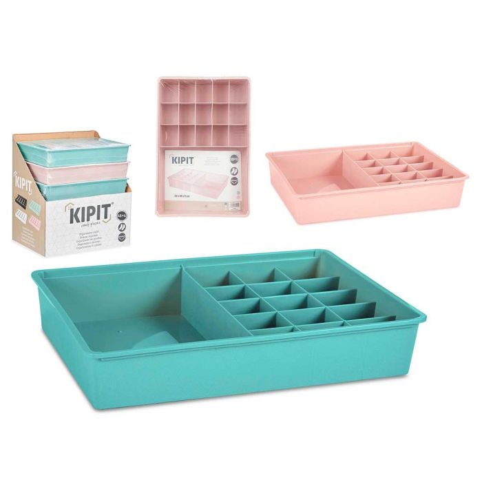 Organizador Cajon 16 Huecos Surtidos Col Rosa Verde Kipit 33X9CM (6 Unidades) Organizador Cajon 16 Huecos Surtidos Col Rosa Verde Kipit 33X9CM (6 Unidades)