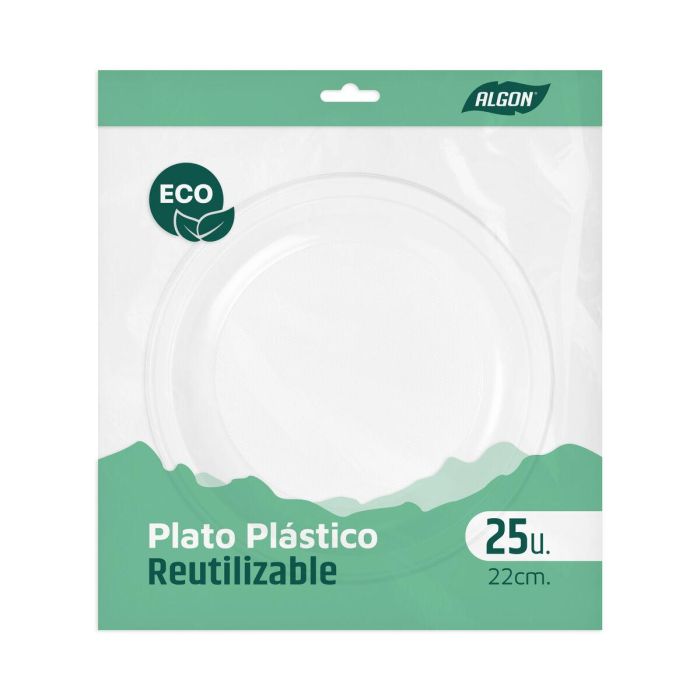 Set de Platos Algon Plástico 22 cm 25 Piezas (12 Unidades) 2 Set de Platos Algon Plástico 22 cm 25 Piezas (12 Unidades) 2