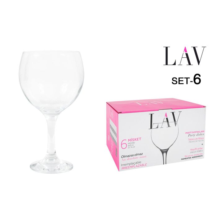 Lav Set 6 Copas de Combinados Misket, 645 cc, Ø9.5 x 20 cm - Vaso de Cóctel Elegante y Resistente para Hostelería y Hogar (4 Cajas)