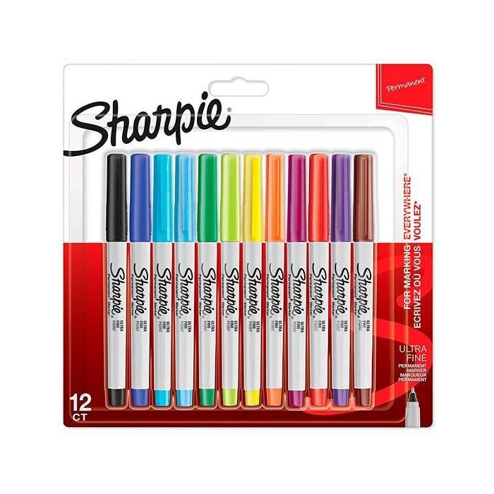 Sharpie Rotulador Permanente Punta Ultrafina C-Surtidos Blíster 12 Ud