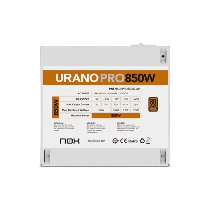 NOX NXURPRO850BZWH Fuente de Alimentación 850W 80+Bronze ATX Blanca 3