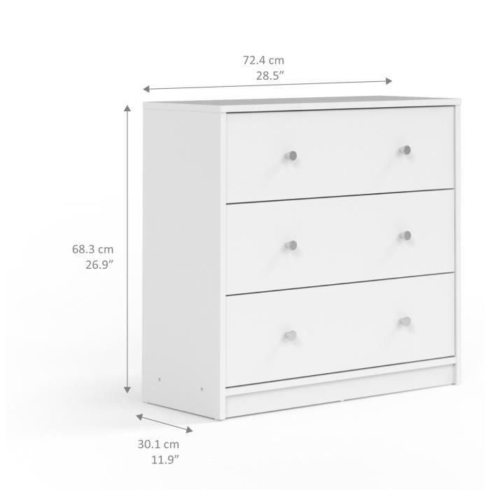 FINLANDEK FIN7033249 Cómoda de Dormitorio TYYLIKÄS, Estilo Contemporáneo, Acabado Blanco - 72 cm de Largo 4 FINLANDEK FIN7033249 Cómoda de Dormitorio TYYLIKÄS, Estilo Contemporáneo, Acabado Blanco - 72 cm de Largo 4