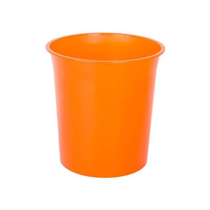 Papelera Plastico Cerrada 16 Litros Traslucido Naranja