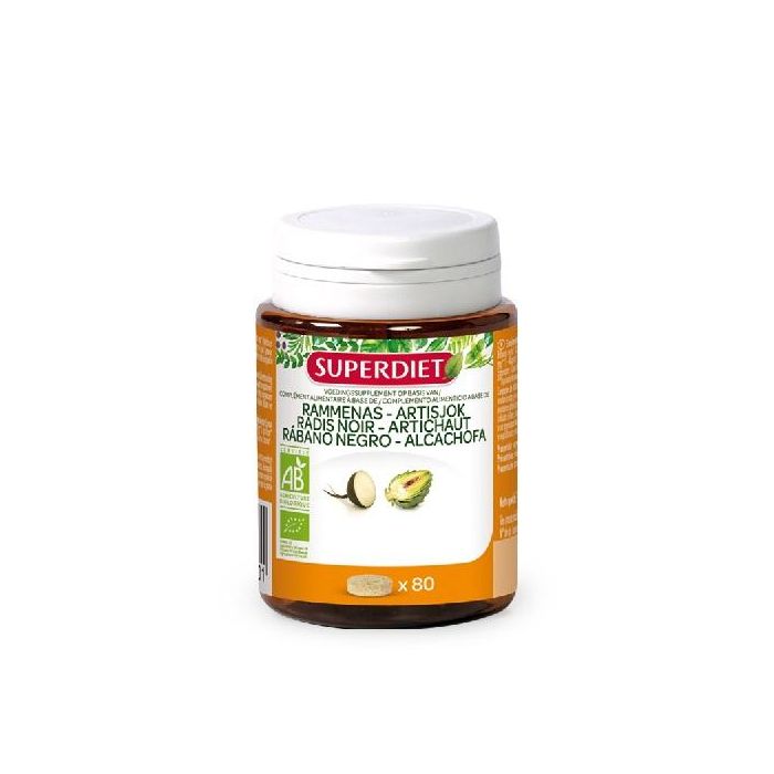 SUPERDIET Rábano Negro + Alcachofa 80 Comprimidos para Mantenimiento Hepático Normal
