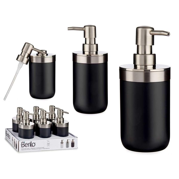 Dosificador Plateado Negro 350 ml Berilo - 9x17x8 cm (12 Unidades) Dosificador Plateado Negro 350 ml Berilo - 9x17x8 cm (12 Unidades)