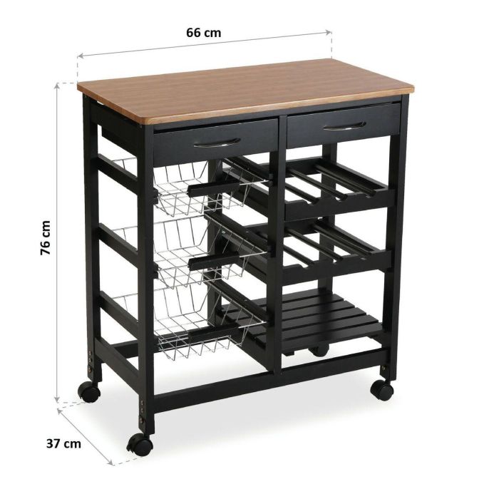 Carrito Verdulero Versa BK Madera MDF (37 x 76 x 66 cm) 1 Carrito Verdulero Versa BK Madera MDF (37 x 76 x 66 cm) 1