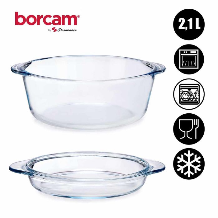 Cacerola con tapa Borcam 2100 ml Pasabahce, vidrio borosilicato, 26.5x22.5x11.5 cm (4 Unidades) 1 Cacerola con tapa Borcam 2100 ml Pasabahce, vidrio borosilicato, 26.5x22.5x11.5 cm (4 Unidades) 1