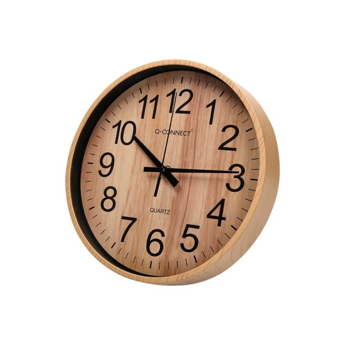 Reloj Q-Connect De Pared De Plastico Redondo 25,7 cm Movimiento Silencioso Color Madera Natural 7