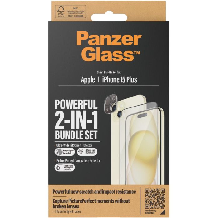 PanzerGlass Pack 2 Unidades Protector Pantalla iPhone 15 Plus UWF con EasyAligner Vidrio Templado 2 PanzerGlass Pack 2 Unidades Protector Pantalla iPhone 15 Plus UWF con EasyAligner Vidrio Templado 2