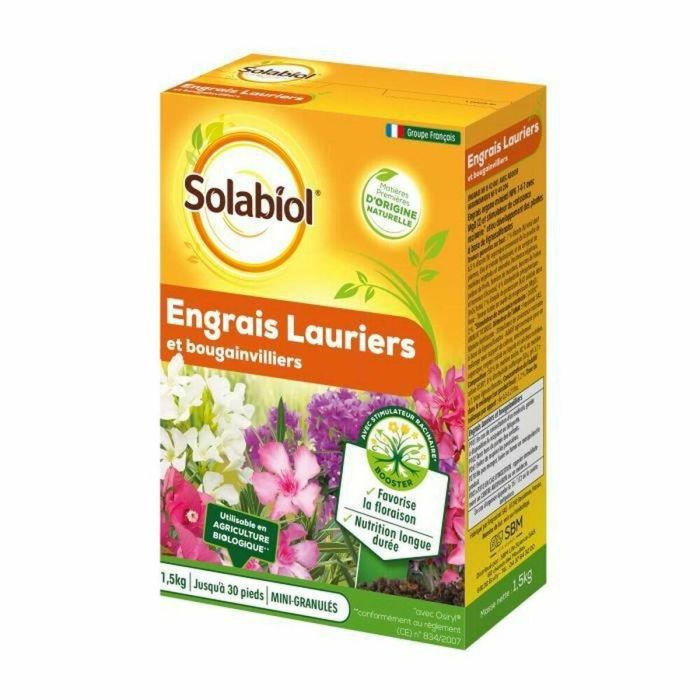Solabiol SOLAURY15 Fertilizante para Laurel, Buganvilla y Plantas Mediterráneas - Promueve Crecimiento y Floración - 1.5 kg