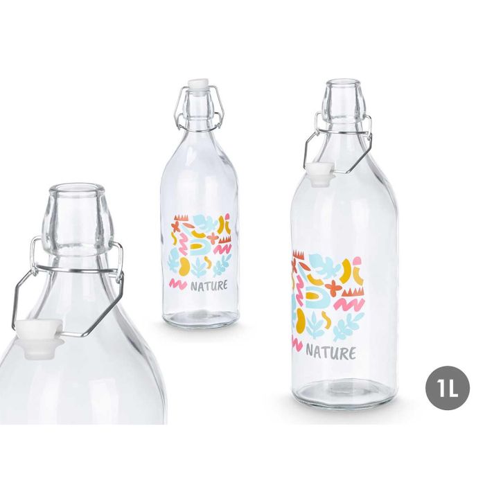 Vivalto Botella de Agua Nature 1L de Vidrio Transparente con Tapón PP y Silicona, 9x28x9 cm (18 Unidades) Vivalto Botella de Agua Nature 1L de Vidrio Transparente con Tapón PP y Silicona, 9x28x9 cm (18 Unidades)