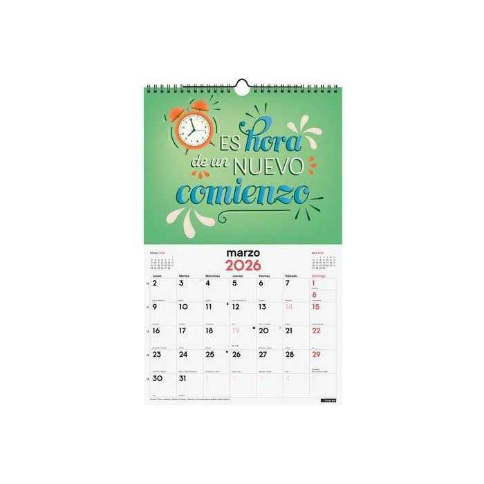 Calendario (2026) Finocam Pared Espiral Imagenes Mensual Para Escribir 250X400 Frases Inspiradoras